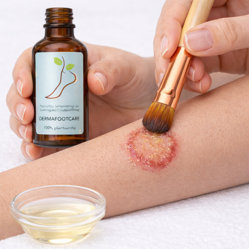 DermaFootCare voor huid- en schimmelinfecties, gericht aanbrengen met kwast voor intensieve verzorging